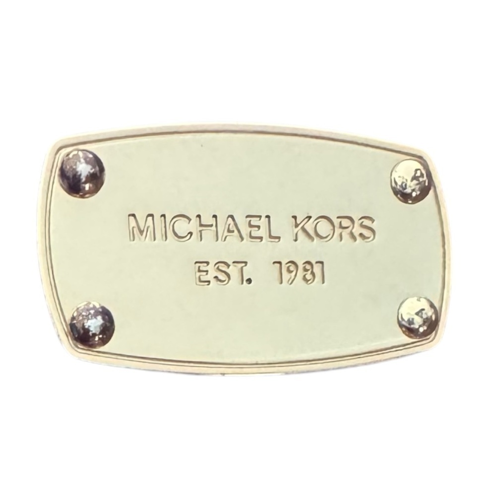 Michael Kors Travel Cognac Brown Gold Logo Purse Bag Satchel Handbag - Picture 4 of 13